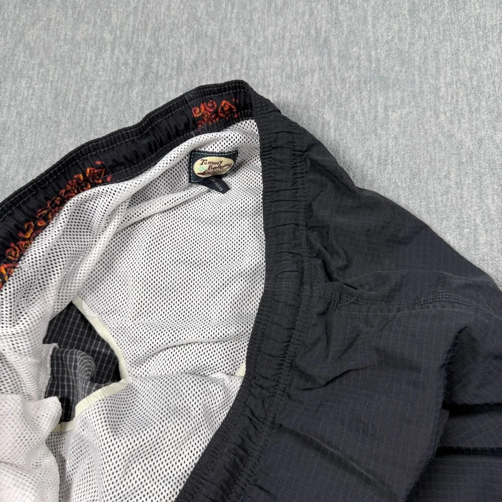 Tommy Bahama Swim Trunks‎ Men S Black Grid Pattern Nylon Elastic Waist Casual